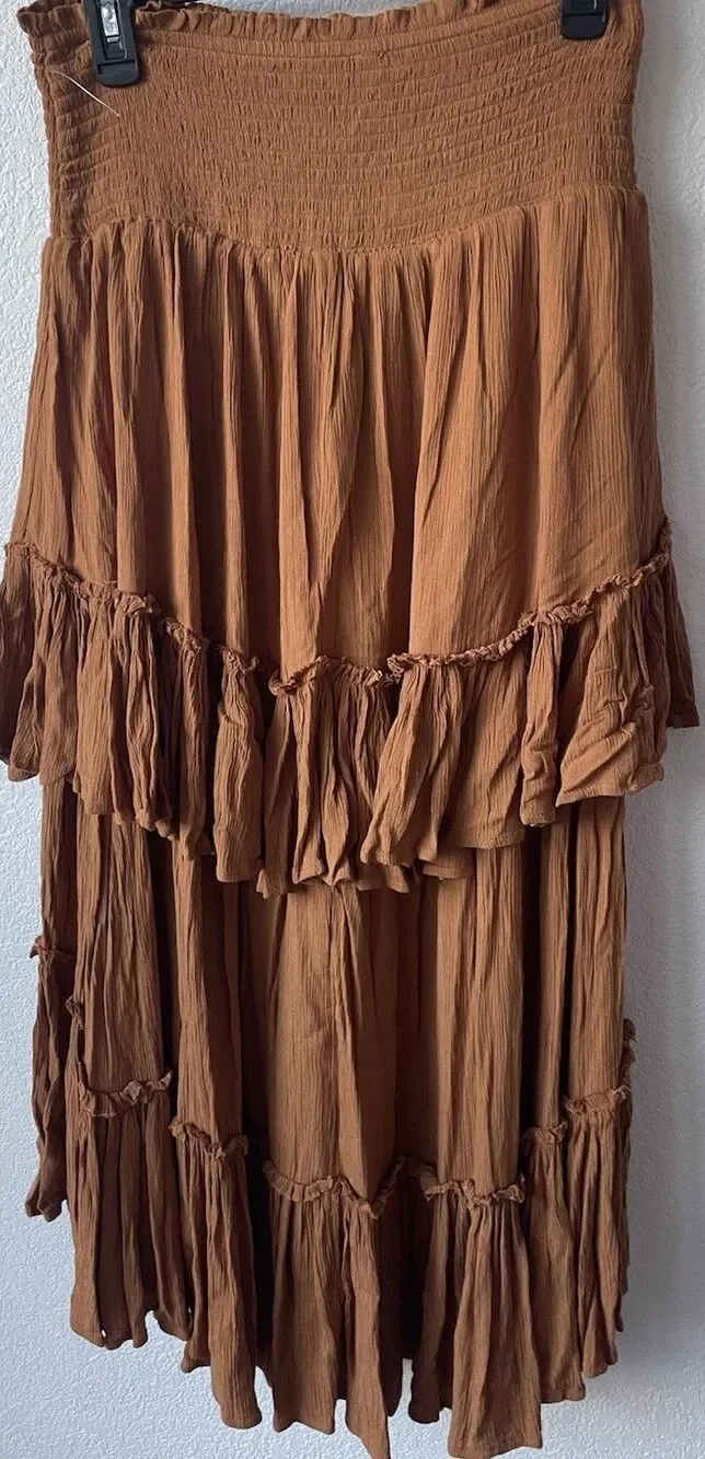 Free People Free-est The Convertible Tunic Midi Skirt Dress Smocked M New